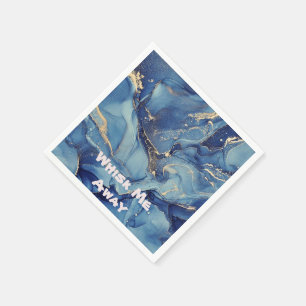 Whisk me away Blue Marble Monogrammed   Napkin