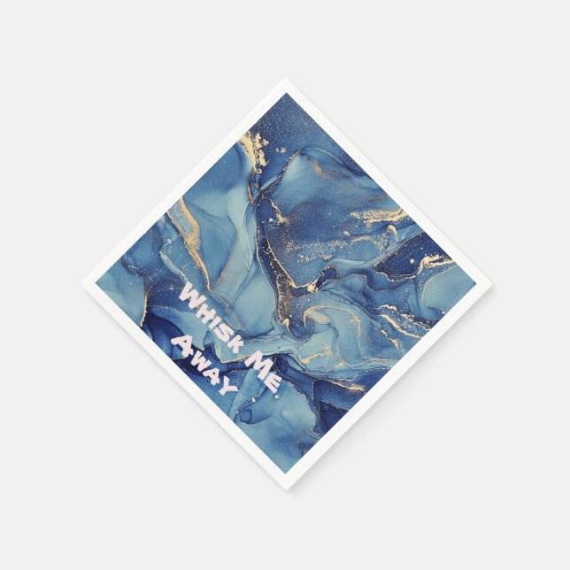 Whisk me away Blue Marble Monogrammed | Napkin (Corner)