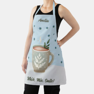 Whisk, Mix, Smile Cute Cocoa Cup Name Christmas Apron