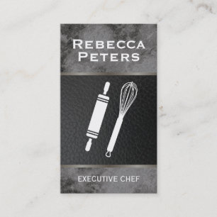 Whisk Rolling Pin Culinary Master Black Marble Business Card