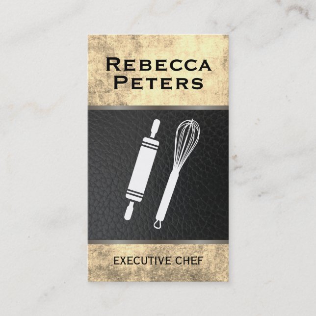 Whisk Rolling Pin Culinary Master Lux Gold Texture Business Card (Front)