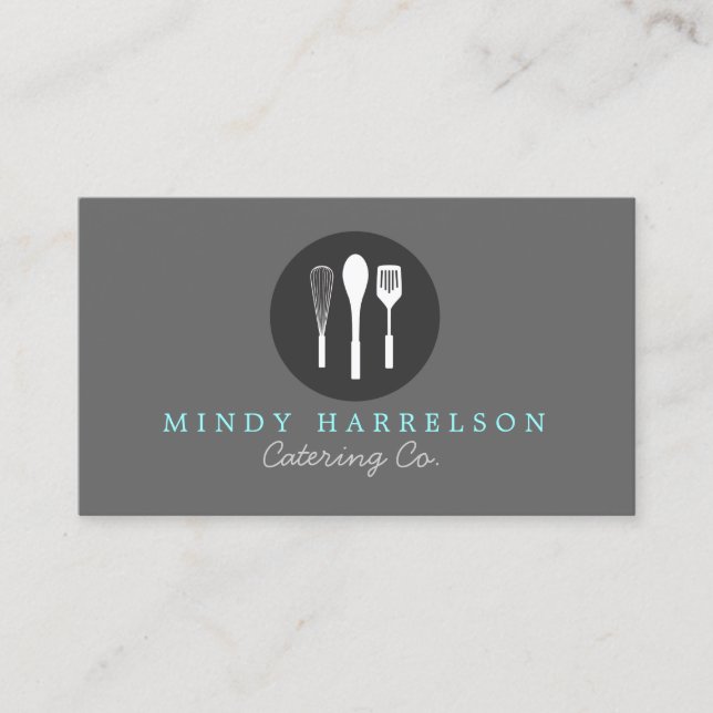 WHISK SPOON SPATULA LOGO 5 for Bakery, Catering Business Card (Front)