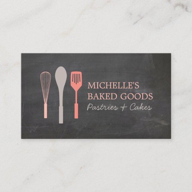 WHISK SPOON SPATULA LOGO Bakery Business Card (Front)