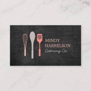 WHISK SPOON SPATULA on Black Wood Bakery, Catering Business Card