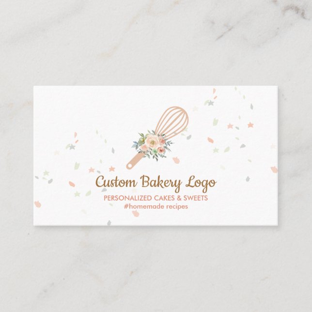 Whisk Stars Elegant Bakery Business Card (Front)