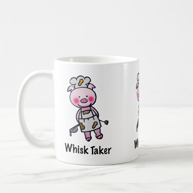 Whisk Taker Pig - Funny Chef Design Coffee Mug (Left)