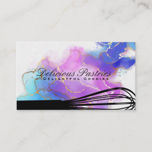 Whisk Tool Culinary Watercolor Gold Foil Business Card