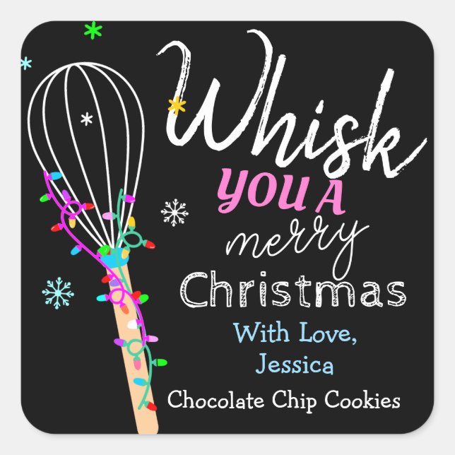 Whisk You a Merry Christmas Baking  Square Sticker (Front)