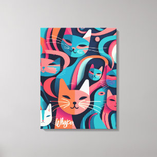 "Whisker" Abstract Vector Cats Canvas Print