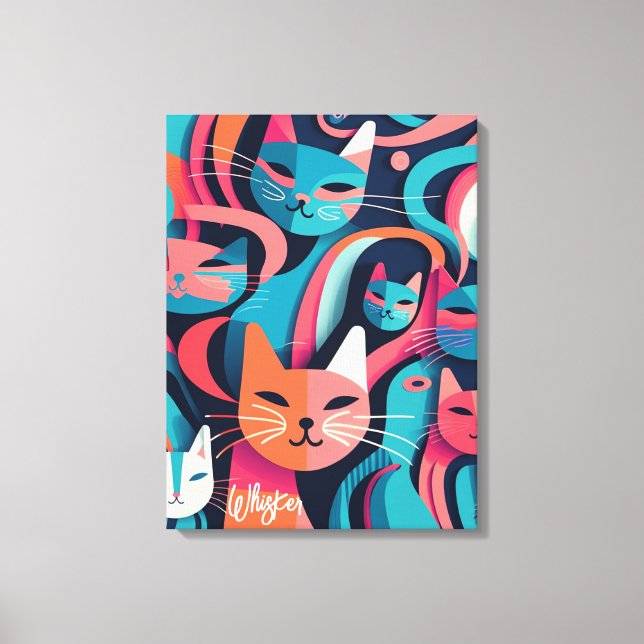 "Whisker" Abstract Vector Cats Canvas Print (Front)