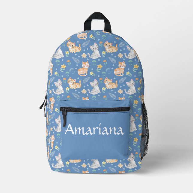 Whisker Blooms & Daydreams Printed Backpack (Front)