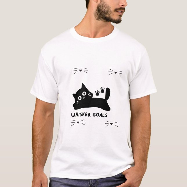 Whisker Goals Cat Silhouette T-Shirt (Front)