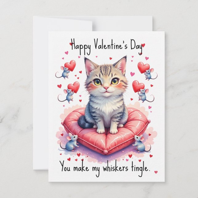 💘🐈Whisker-Tingling Romance Holiday Card (Front)