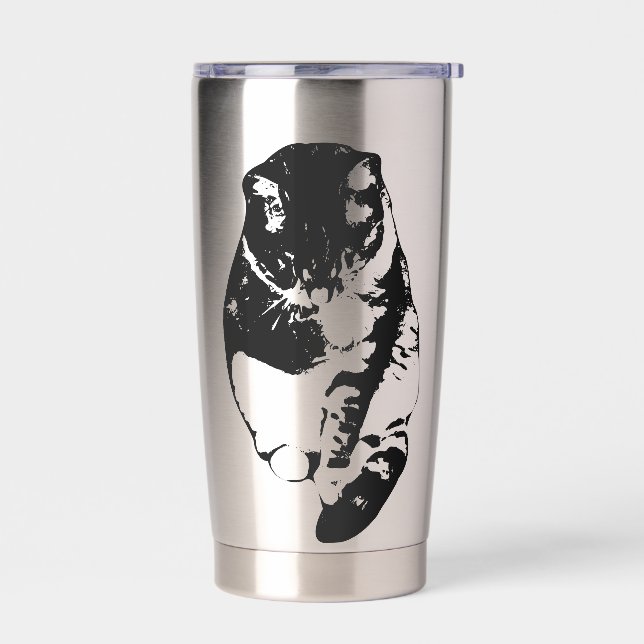 Whisker-Tuck Holiday Cat Insulated Tumbler (Left)