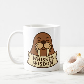 Whisker Wisdom Cute Jovial Walrus Mascot Cartoon Coffee Mug