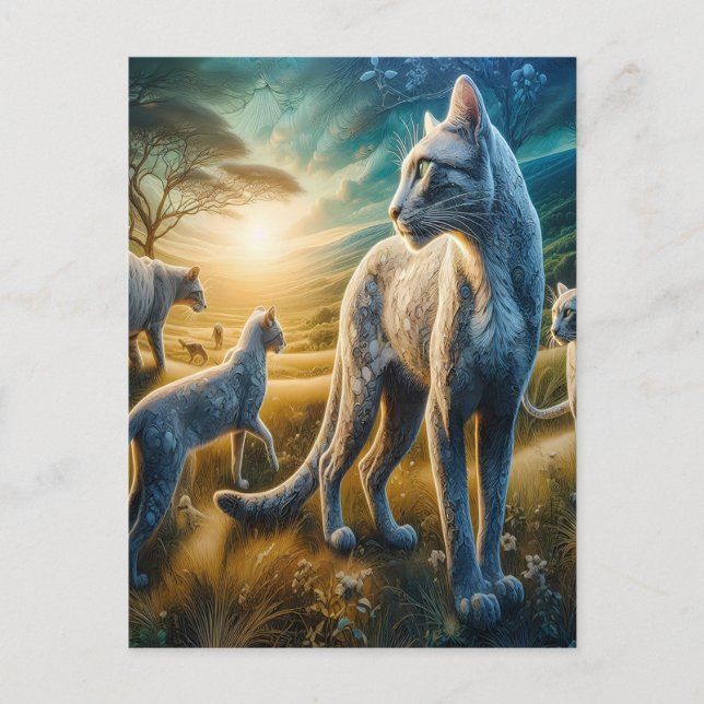 Whisker Wonderland: Feline Family Frolic Postcard (Front)