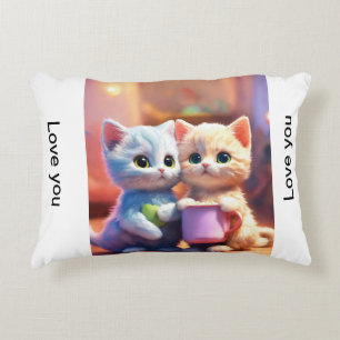 "Whiskered Bliss: Adorable Baby Cat Couple Pillow 
