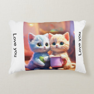 "Whiskered Bliss: Adorable Baby Cat Couple Pillow 
