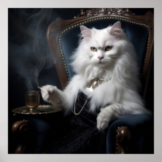 Whiskered Cat Wonders: Digital Cat Portraits Poster