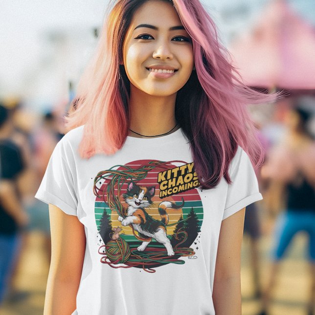 Whiskered Felines Yarn Dance Kitty Chaos Incoming! T-Shirt (Creator Uploaded)