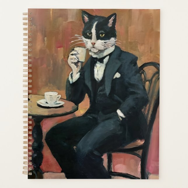Whiskered Nap Latte Lap Planner (Front)