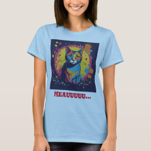 "Whiskered Picasso: Cat Painter Light Blue Tee" T-Shirt