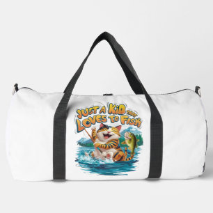 Whiskered Purrfection: A Feline Fishermans Delight Duffle Bag