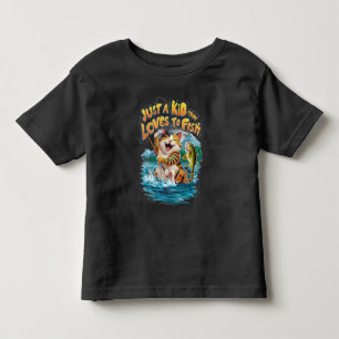 Whiskered Purrfection: A Feline Fishermans Delight Toddler T-Shirt