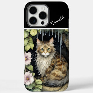 Whiskered Wonder in the Rain iPhone 16 Pro Max Case