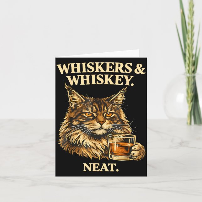 Whiskers and Neat Funny Cat Lover Drinker Card (Front)