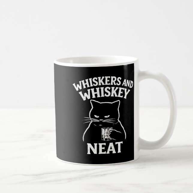 Whiskers and Neat Funny Cat Lover Drinker Coffee Mug (Right)