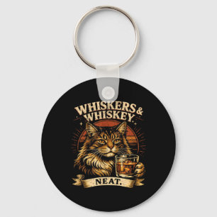 Whiskers and Neat Funny Cat Lover Drinker Key Ring