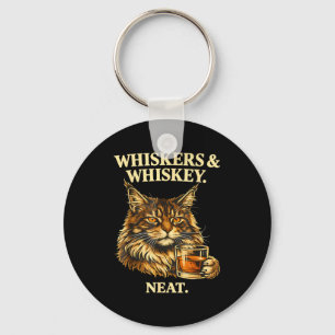 Whiskers and neat funny cat lover drinker key ring
