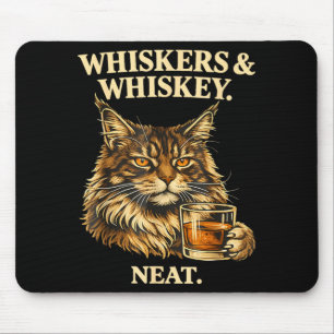 Whiskers and Neat Funny Cat Lover Drinker Mouse Mat