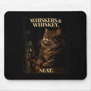 Whiskers and Neat Funny Cat Lover Vintage Retro Mouse Mat