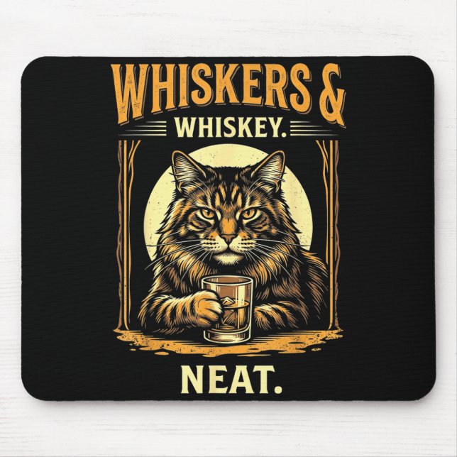 Whiskers and Neat Funny Cat Mouse Mat (Front)