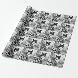 Whiskers and Watchfulness- forest cat  Wrapping Paper