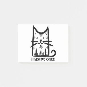 Whiskers Cat, I heart cats Post-it Notes