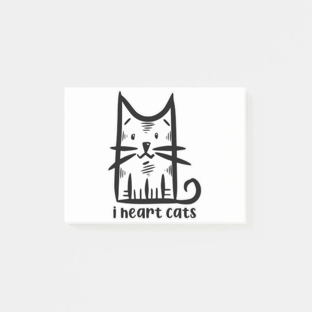 Whiskers Cat, I heart cats Post-it Notes (Front)
