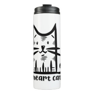 Whiskers Cat, I heart cats Thermal Tumbler