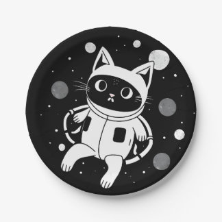 Whiskers in Space Paper Plate