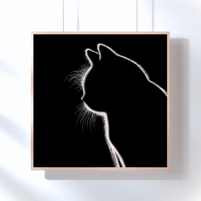 Whiskers in the Dark | Cat Whisker Silhouette Poster (Creator Uploaded)
