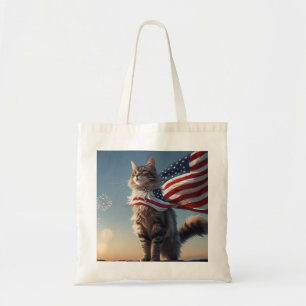 Whiskers of Freedom – Patriotic Cat Tote Bag