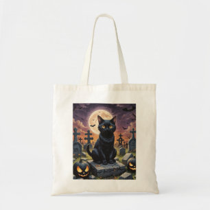 Whiskers of the Witching Hour - Black Cat Tote Bag