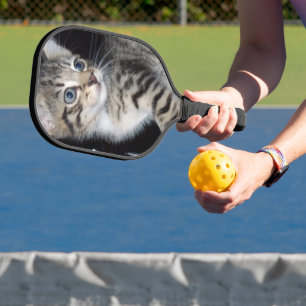 "Whiskers of Trouble: The Mischievous Tabby Kitten Pickleball Paddle