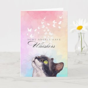 Whiskers Rainbow Tuxedo Cat Loss Sympathy Card