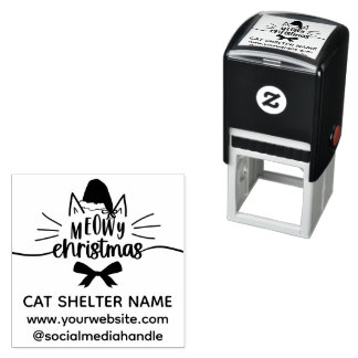 Whiskers Santa Hat Cat Shelter Meowy Christmas Self-inking Stamp