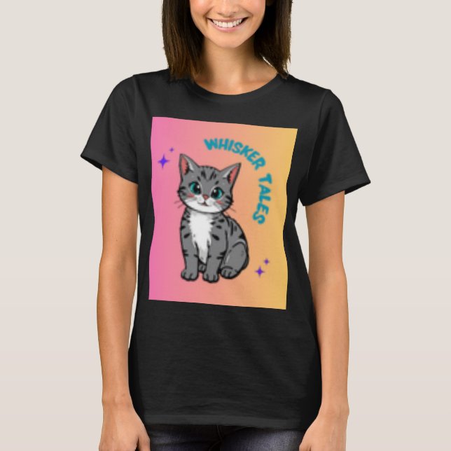 Whiskers & Tales | Whimsical Cat Storybook T-Shirt (Front)