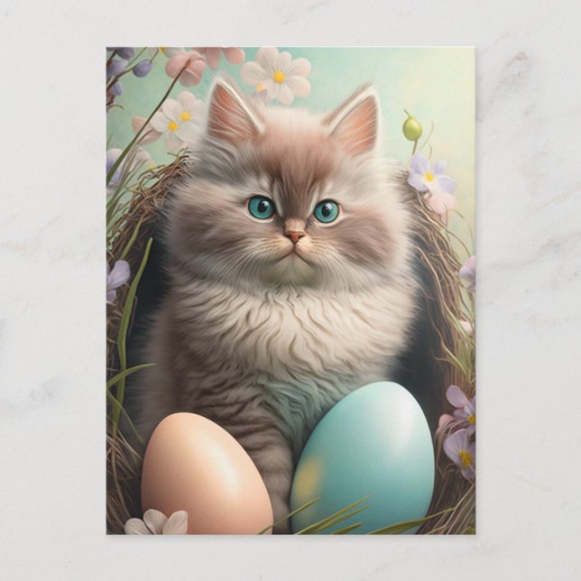 Whiskers the Easter Kitten Postcard (Front)