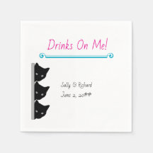 Whiskers & Vows | Black Cat Wedding Napkins